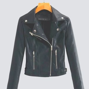 From SHEIN, Black Plus Size Leather Jacket